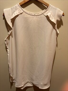 LOFT Cream Ruffle Shoulder Camisole